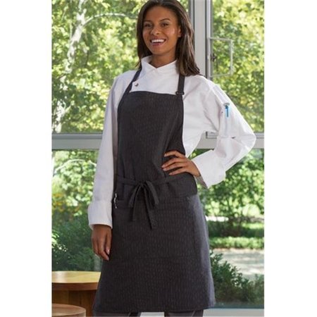 VTEX Vtex 3018-3300 Adjustable Butcher Apron; Black & White Pinstripe 3018-3300